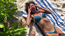 Pee on babe face on public beach