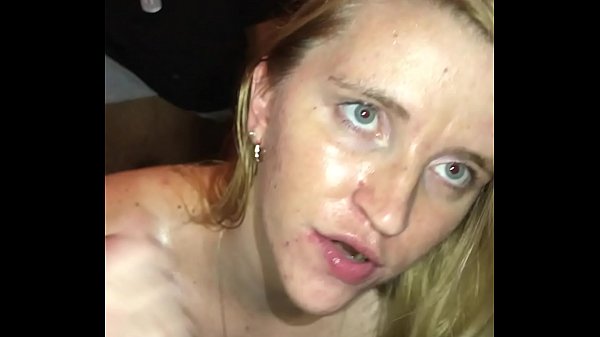 Teen wife begs for facials from 2 cocks